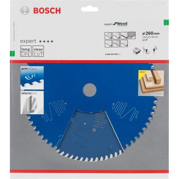 Пильный диск Bosch Expert for Wood 260х2,8х30, 80 ATB