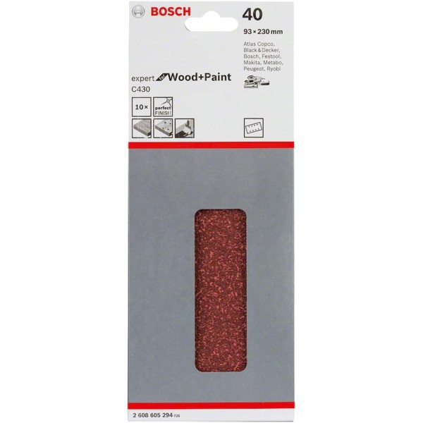 Шлифлист Bosch Expert for Wood and Paint C430, 93x230 мм, K40, 10 шт