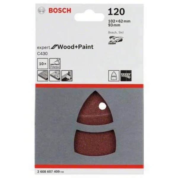 Шлифлист Bosch Expert for Wood and Paint C430, 102x62 мм, K120, 10 шт