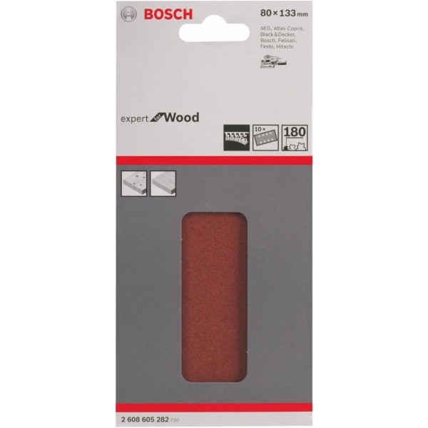 Шлифлист Bosch Expert for Wood and Paint C430, 80x133 мм, K180, 10 шт
