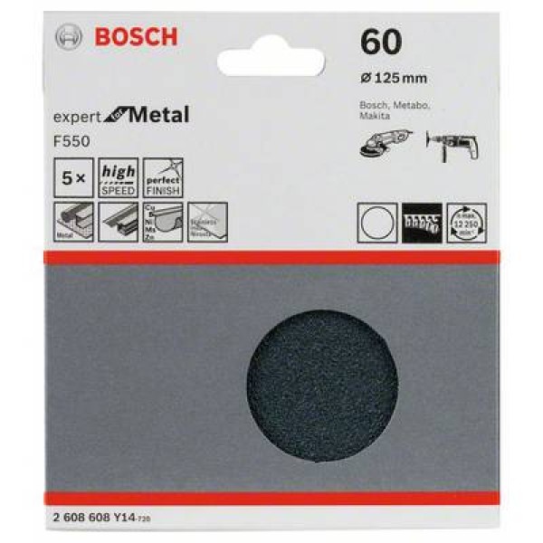 Шлифлист Bosch F550 Expert for Metal 125 мм K60 5 шт