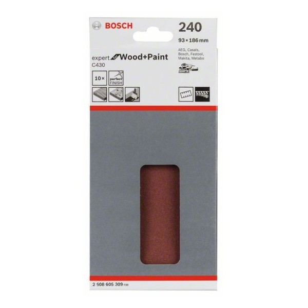 Шлифлист Bosch Expert for Wood and Paint C430, 93x186 мм, K240, 10 шт