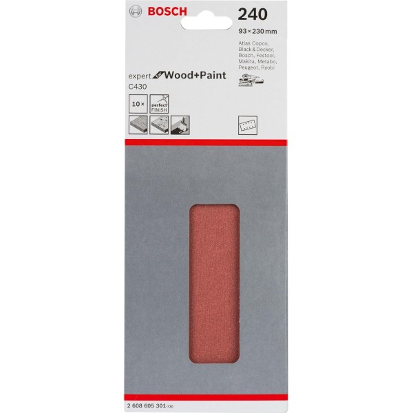 Шлифлист Bosch Expert for Wood and Paint 93x230 мм, K240, 10 шт