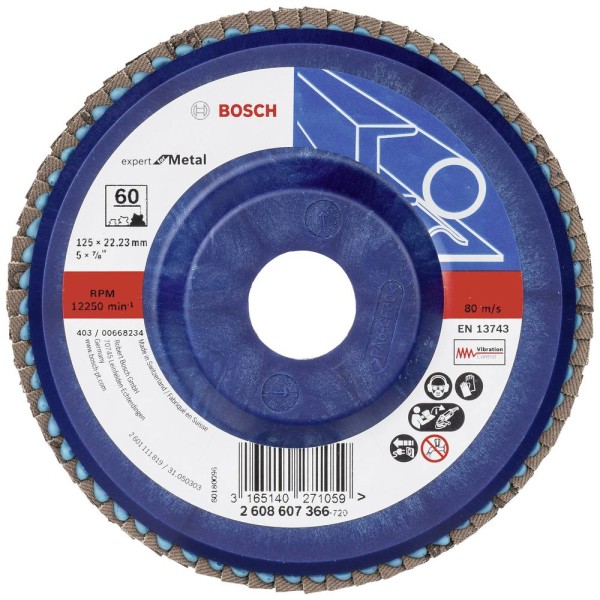 Лепестковый шлифкруг Bosch X551 Expert for Metal 125×22.23 мм К60