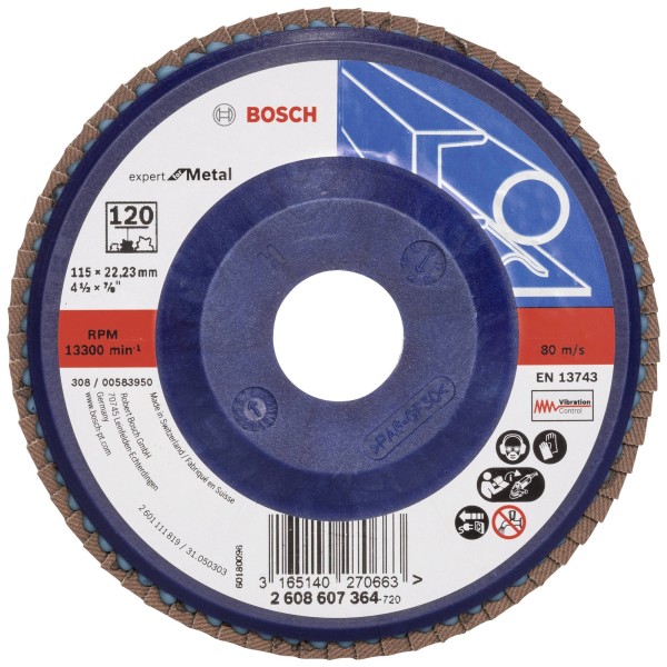 Лепестковый шлифкруг Bosch X551 Expert for Metal 115×22.23 мм К120