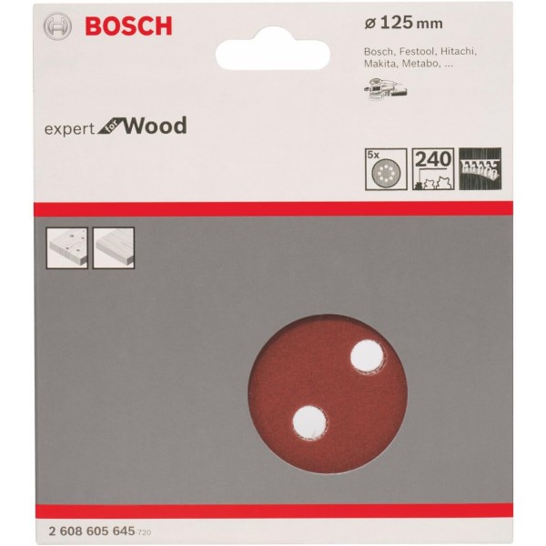 Шлифовальный диск Bosch Expert for Wood and Paint C430, 125 мм, K240, 5 шт