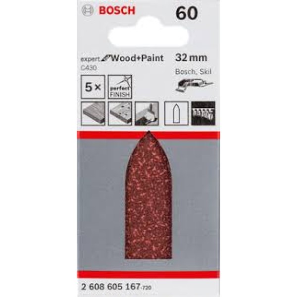 Шлифлист Bosch Expert for Wood and Paint C430, 32x88 мм, K60, 5 шт