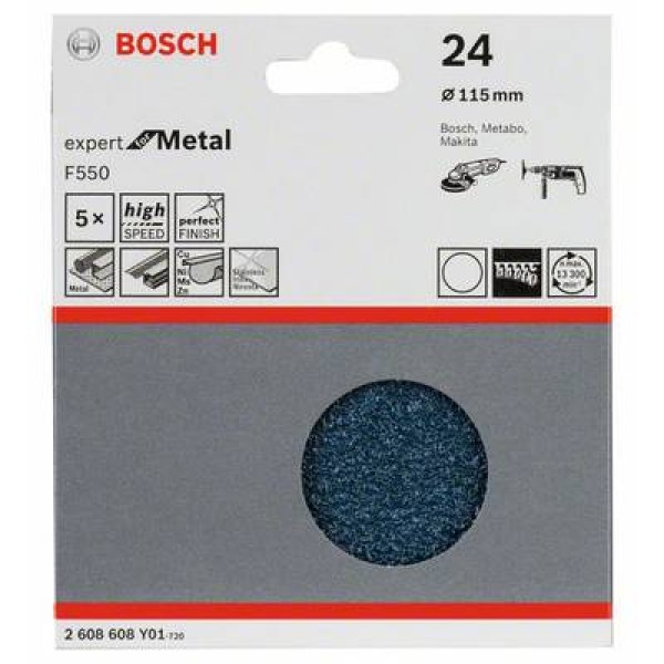 Шлифлист Bosch F550 Expert for Metal 115 мм K24 5 шт