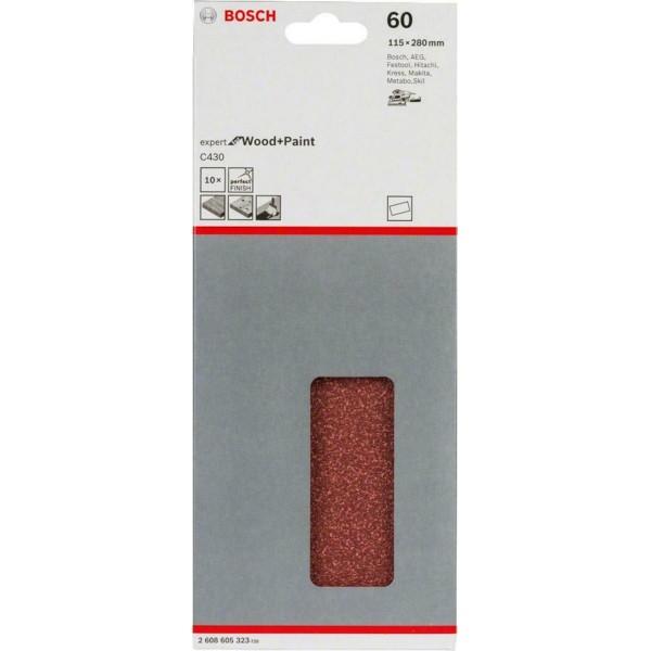 Шлифлист Bosch Expert for Wood and Paint C430, 115x280 мм, K60, 10 шт