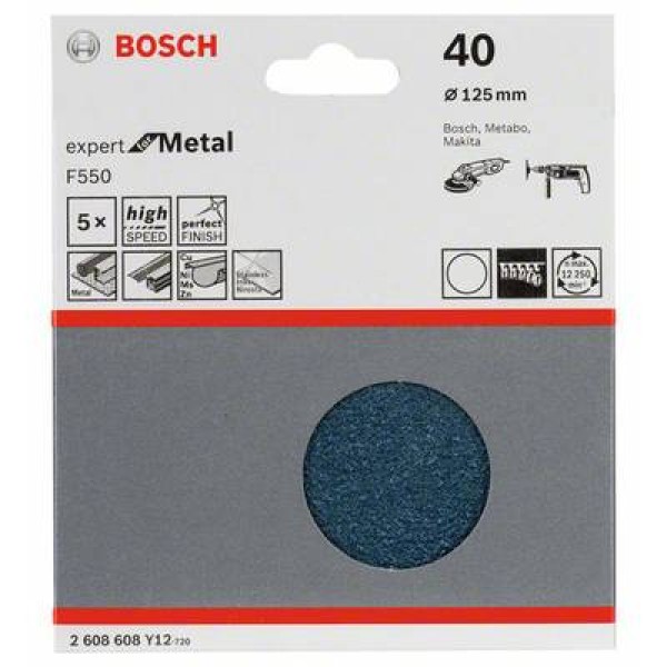 Шлифлист Bosch F550 Expert for Metal 125 мм K40 5 шт