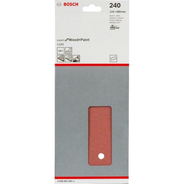 Шлифлист Bosch Expert for Wood and Paint C430, 115х280 мм, K240, 10 шт