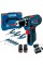 Аккумуляторная дрель-шуруповерт Bosch GSR 12V-15 с 2 акб GBA 12V 2.0Ah, з/у GAL 12V-20 и набор инструментов, в кейсе