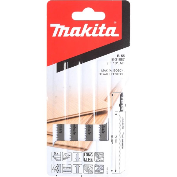 Пильные полотна BiM по ламинату, ДСП, дереву Makita B-55, 5 шт