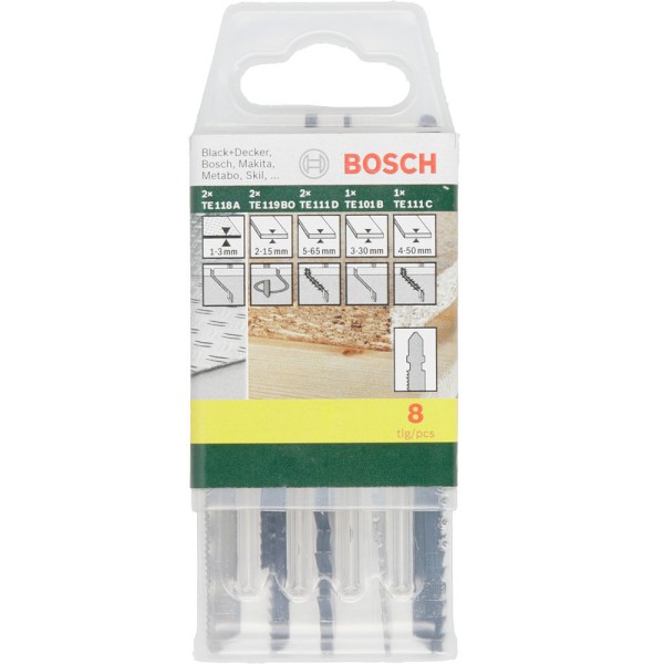 Набір пилок Bosch Robust Line для лобзика, 8 шт