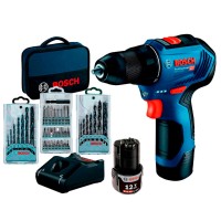 Акумуляторний безщітковий шуруповерт Bosch GSR 12V-30 Professional + 3 набори аксесуарів + сумка