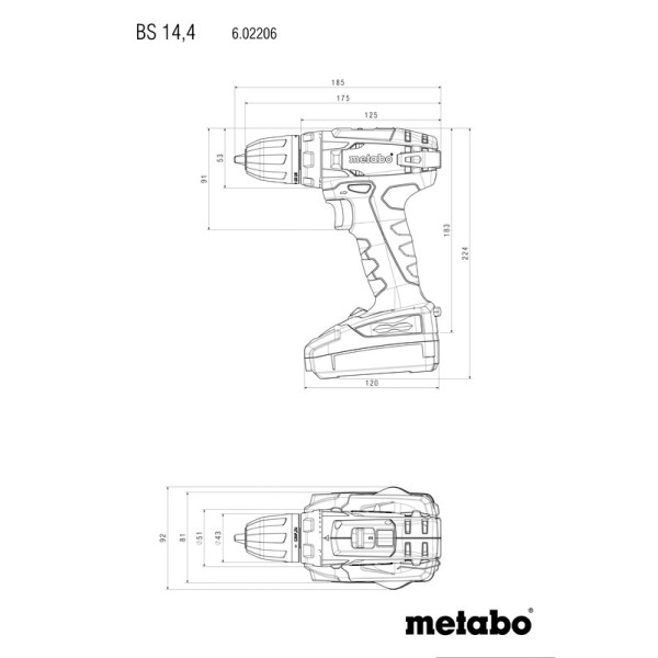 Аккумуляторный шуруповерт Metabo BS 14,4 с 2 акб 18 V 2 Ah, з/у, кейс