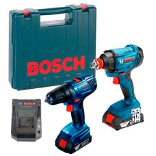 Дриль-шурупокрут Bosch GSR 180 Li з гайкокрутом GDX 180 Li в чемодані з 2 акб 18 В 1.5 Ah та з/п AL 1820 CV
