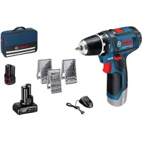 Аккумуляторный шуруповерт Bosch GSR 12V-15 (2Ah+4Ah) + сверла