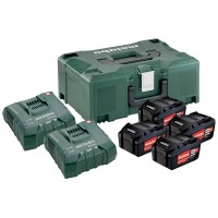 Базовый комплект из 4 аккумуляторов Metabo 18 В - 5,2 А·ч + 2 з/у ASC Ultra + Metaloc II