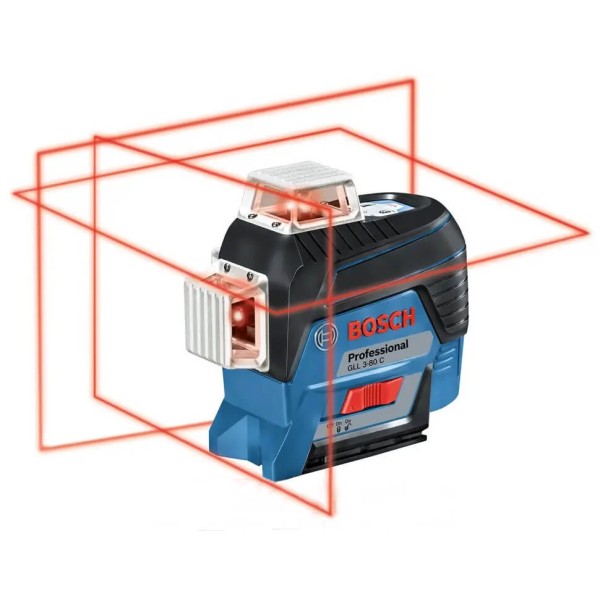 Лінійний лазерний нівелір Bosch Professional GLL 3-80 C у L-Boxx 136 із приймачем LR 7, тримачем BM 1, мішенню, чохлом, 1 акб GBA 12V 2.0 Ah і з/п GAL 1230 CV