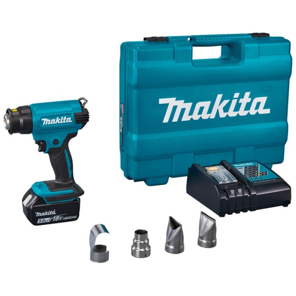 Акумуляторний технічний фен Makita DHG 180 RT, 1 акб 18 В Li-Ion LTX 5.0 Ah, з/п, кейс