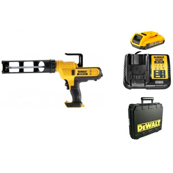 Аккумуляторный пистолет для герметиков DeWALT DCE560D1, акб Li-Ion на 2.0 Ah, з/у в кейсе