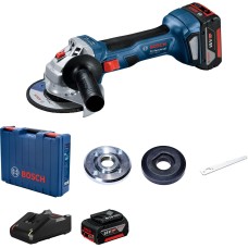 Акумуляторна кутова шліфмашина Bosch Professional GWS 180-LI в кейсі з 2 акб GBA 18V 4.0 Ah і з/п GAL 18V-40