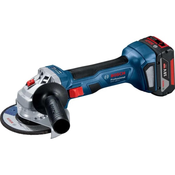 Акумуляторна кутова шліфмашина Bosch Professional GWS 180-LI в кейсі з 2 акб GBA 18V 4.0 Ah і з/п GAL 18V-40