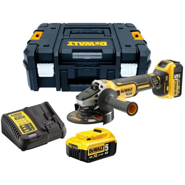 Акумуляторна болгарка DeWalt DCG405P2, 2 x 5.0 Ah, з/п, кейс TSTAK