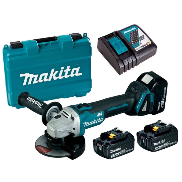 Аккумуляторная болгарка Makita DGA 504 RFE 3, 3 акб BL1830B, з/у