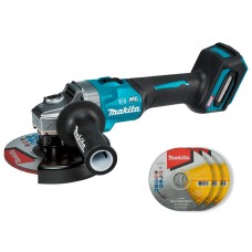 Акумуляторна кутова шліфмашина Makita XGT 40 V MAX GA035GZ, без акб, з 3 дисками 150х22,23х1,6 мм E-13742