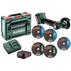 Аккумуляторная болгарка Metabo PowerMaxx CC 12 BL в MetaBox с 2 акб Li-Power 12 V 2.0 Ah, з/у LC SC 30, набором дисков