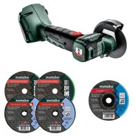 Аккумуляторная болгарка Metabo CC 18 LTX BL каркас в картоне с набором дисков