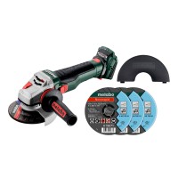 Аккумуляторная угловая шлифмашина Metabo WB 18 LTX BL 15-125 Quick с 3 кругами Novorapid Inox, без акб и з/у