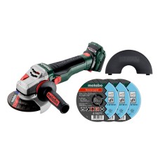 Аккумуляторная угловая шлифмашина Metabo WB 18 LTX BL 15-125 Quick с 3 кругами Novorapid Inox, без акб и з/у