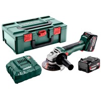 Аккумуляторная болгарка Metabo W 18 L BL 9-125 c 2 акб 4.0 Ah, ASC 55 в MetaBox 165 L