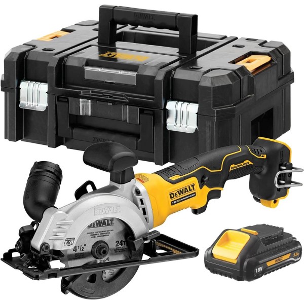 Акумуляторна дискова пила DeWalt DCS571NT у кейсі з акб DCB187