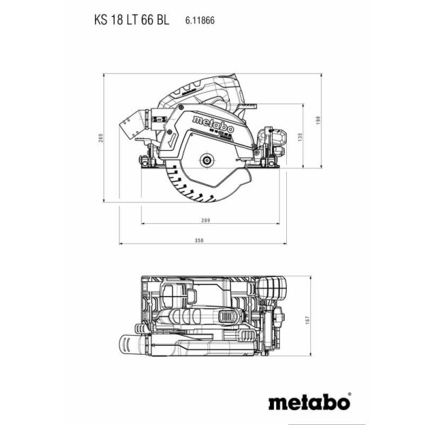 Аккумуляторная дисковая пила Metabo KS 18 LTX 66 BL каркас