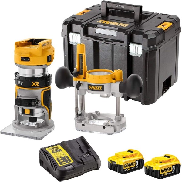 Акумуляторний багатофункціональний фрезер DeWalt DCW604P2 в кейсі TSTAK з 2 акб і з/п