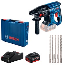 Акумуляторний перфоратор Bosch Professional GBH 180-Li, 1 акб GBA 18 В 4.0 Ah, з/п GAL 18V-40, кейс, набір свердл SDS plus