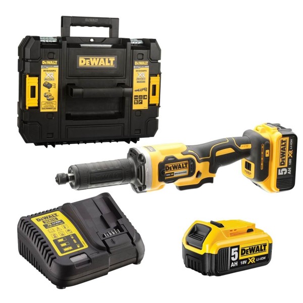 Акумуляторна прямошліфувальна машина DeWalt DCG426P2 в кейсі з 2 акб та з/п