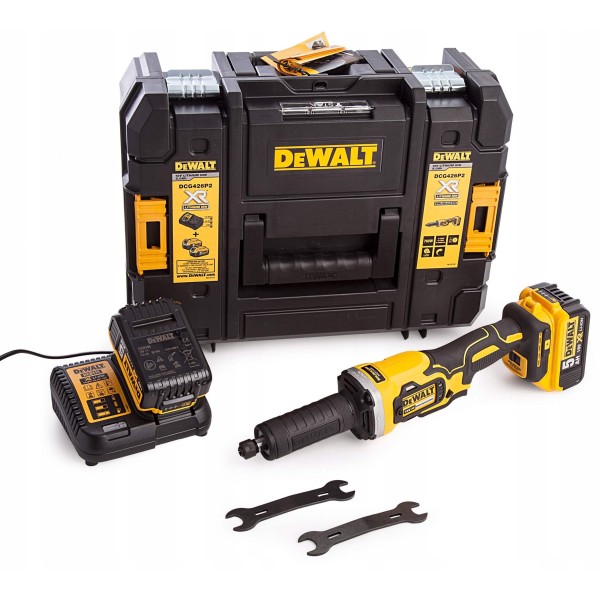 Акумуляторна прямошліфувальна машина DeWalt DCG426P2 в кейсі з 2 акб та з/п