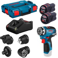 Бесщеточная аккумуляторная дрель-шуруповерт Bosch Professional GSR 12V-35 FC с 4 адаптерами в L-Boxx 102 c 2 акб GBA 12V 3.0Ah и з/у GAL 12V-40