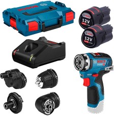 Безщітковий акумуляторний дриль-шурупокрут Bosch Professional GSR 12V-35 FC із 4 адаптерами в L-Boxx 102 із 2 акб GBA 12V 3.0Ah та з/п GAL 12V-40