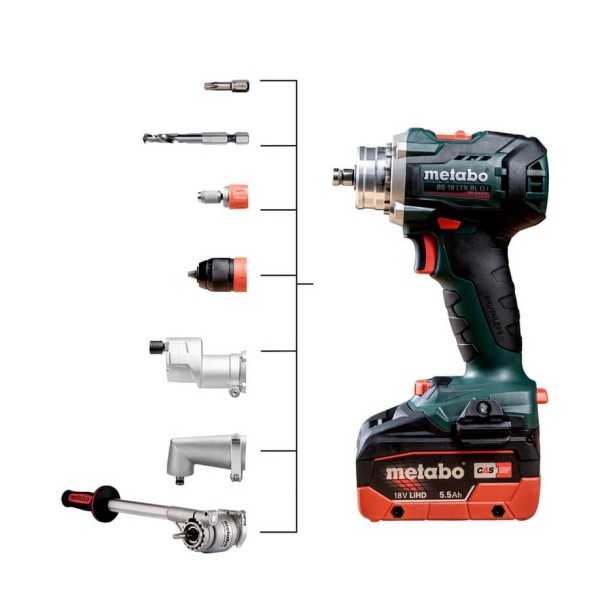Акумуляторний ударний дриль-шурупокрут Metabo SB 18 LTX BL Q I, 2x5.2 Ah, ASC 55, MetaBox