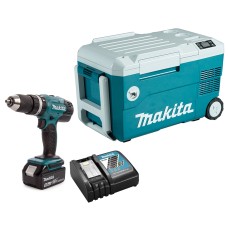 Набор термоконтейнер Makita DCW180Z, шуруповерт Makita DHP453RFX8, акб 3 Ah, з/у