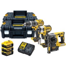 Набор трех аккумуляторных инструментов DeWALT DCK368P3T, 3 акб 5 Ah, з/у, 2 кейса