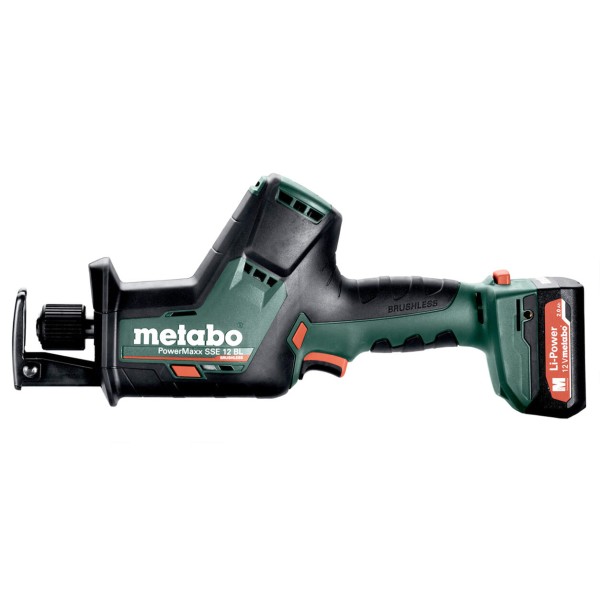 Акумуляторна шабельна пила Metabo PowerMaxx SSE 12 BL у MetaBox із 2 акб Li-Power 12 V 2.0 Ah, з/п LC SC 30
