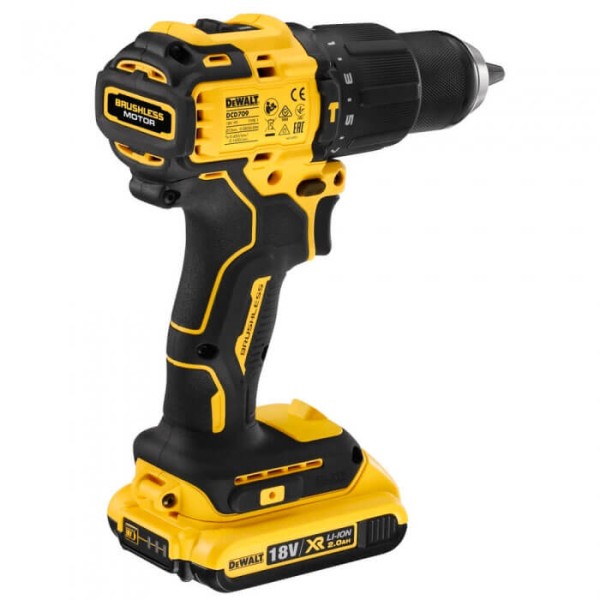 Аккумуляторная ударная дрель-шуруповерт DeWALT DCD709D2T бесщеточная, 2 акб 2 Ah, з/у, в чемодане TSTAK