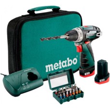 Аккумуляторная дрель-шуруповерт Metabo PowerMaxx BS, 2 акб 2.0 Ah, LC 40, сумка + набор бит 15 шт